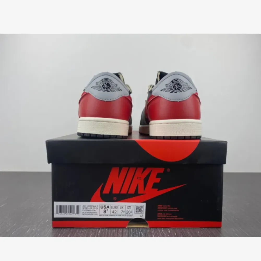 Air Jordan 1 Low OG EX Black/Dark Smoke Grey-Red