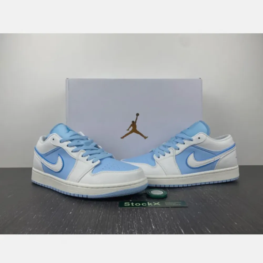 Air Jordan 1 Low Sail/Dark Powder Blue-Ice Blue  DV1299-104