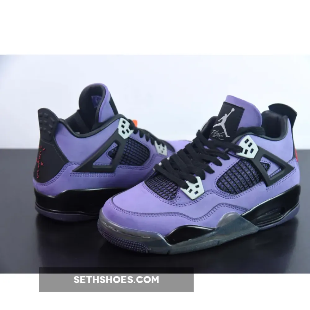 Travis Scott x Air Jordan 4 Retro ‘Friends & Family’ Purple Suede Black Midsole