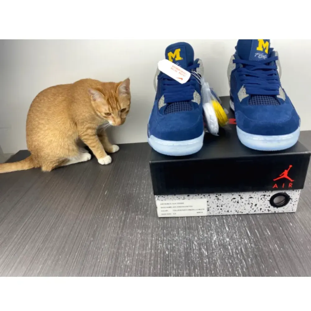 Air Jordan 4 Retro ‘Michigan Wolverines’ PE Amarillo/Navy/White
