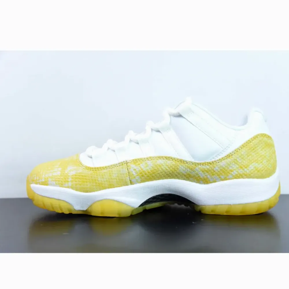 Air Jordan 11 Low “Yellow Snakeskin” White/Tour Yellow-Sail  AH7860-107