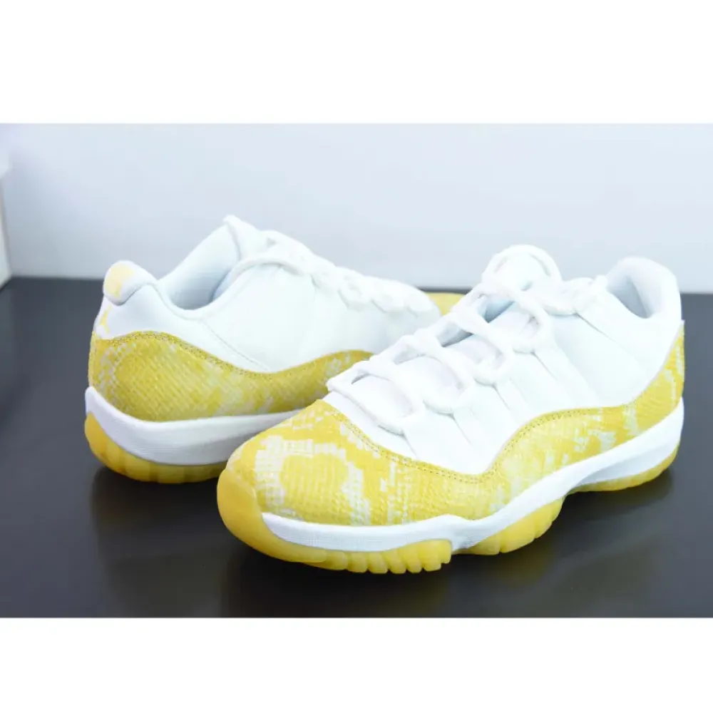 Air Jordan 11 Low “Yellow Snakeskin” White/Tour Yellow-Sail  AH7860-107