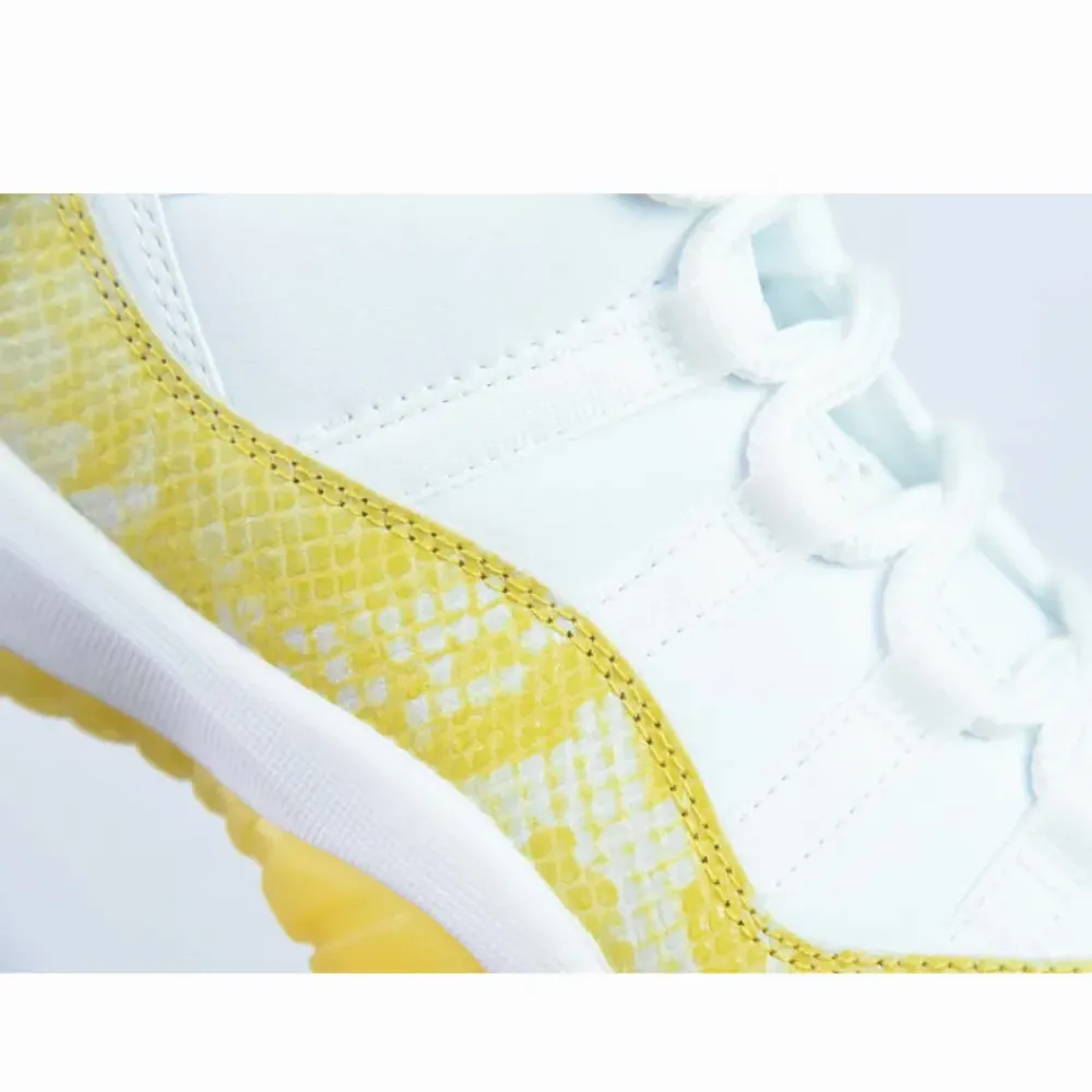 Air Jordan 11 Low “Yellow Snakeskin” White/Tour Yellow-Sail  AH7860-107