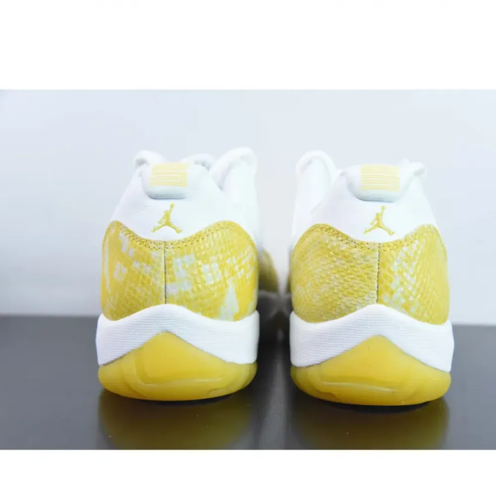 Air Jordan 11 Low “Yellow Snakeskin” White/Tour Yellow-Sail  AH7860-107
