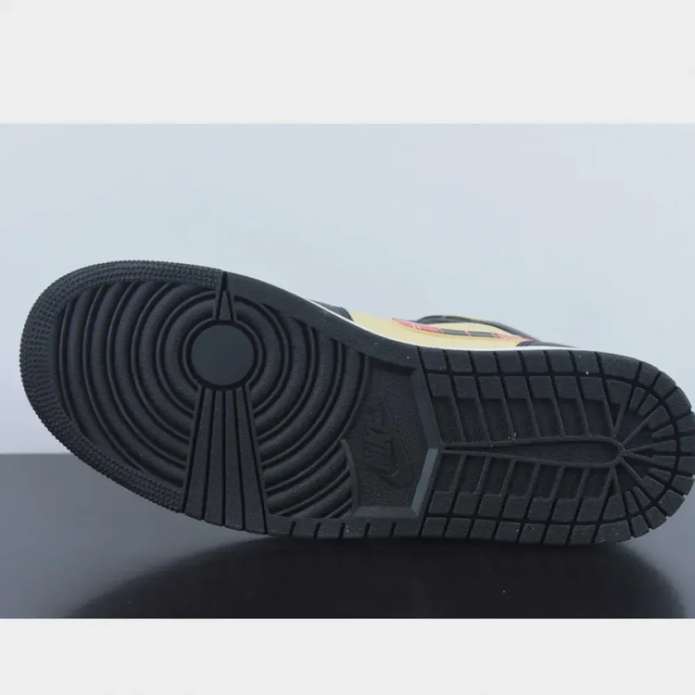 Air Jordan 1 Mid Tartan Swoosh Tan/Black-Red  DZ5329-001