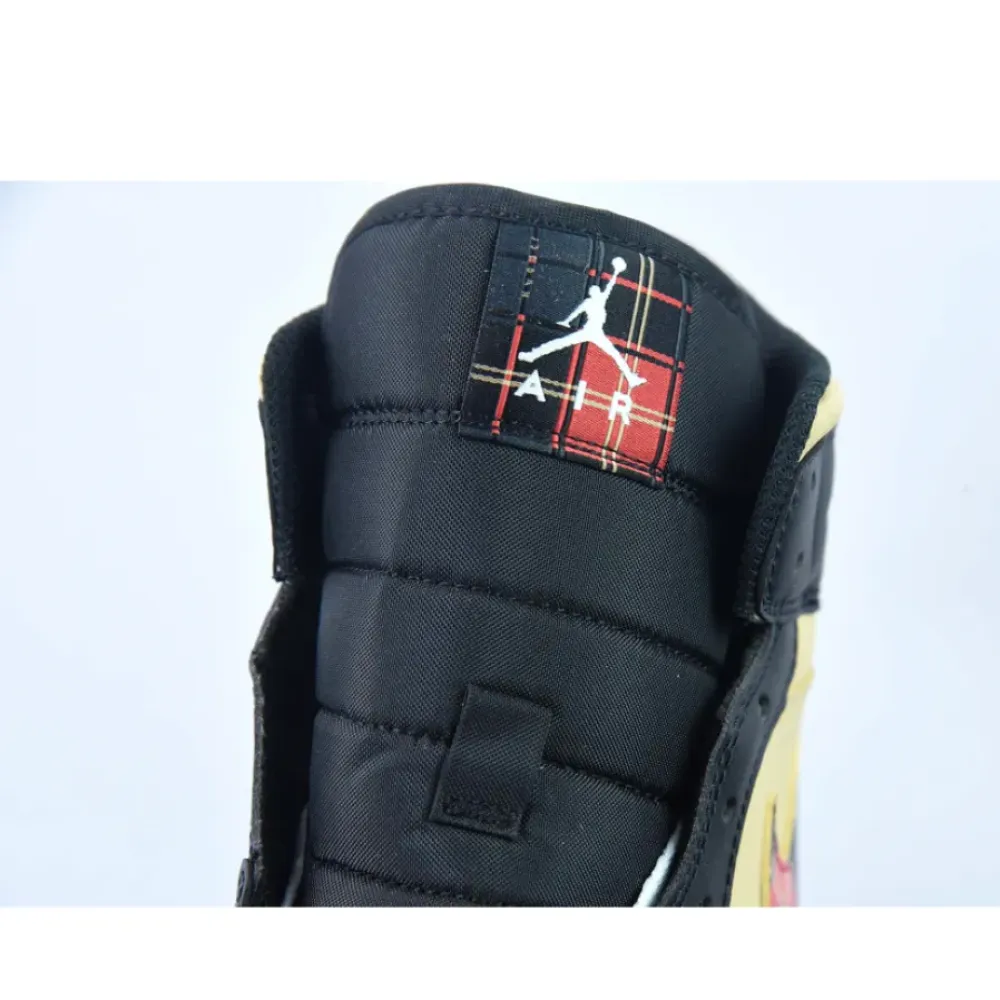 Air Jordan 1 Mid Tartan Swoosh Tan/Black-Red  DZ5329-001