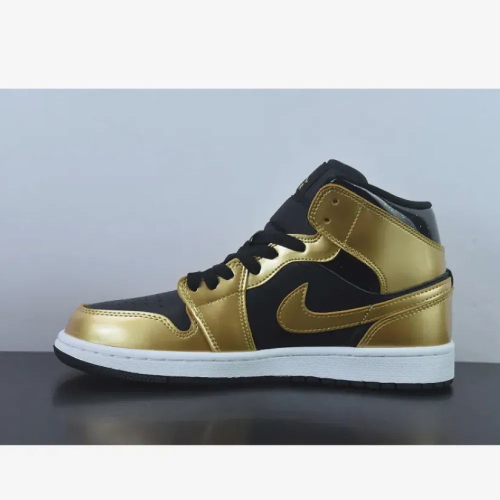 Air Jordan 1 Mid Black/Metallic Gold-White  DR6967-071