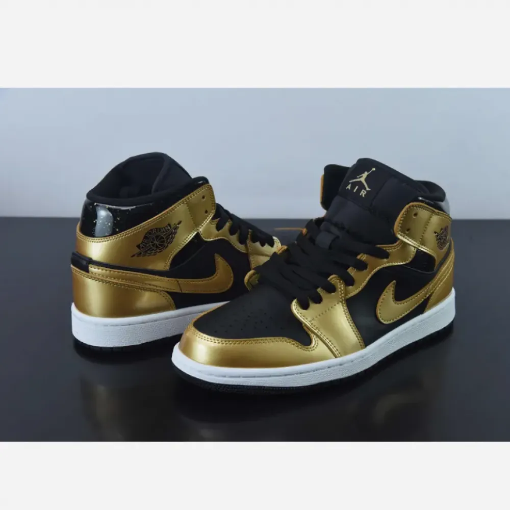 Air Jordan 1 Mid Black/Metallic Gold-White  DR6967-071