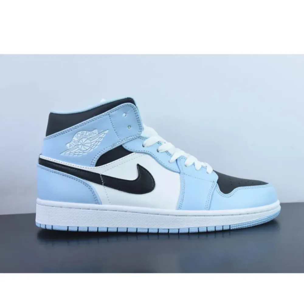Air Jordan 1 Mid Ice Blue/Black-Sail-White  555112-401