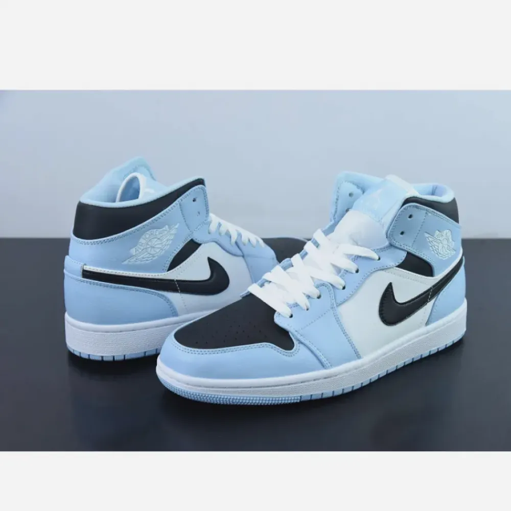 Air Jordan 1 Mid Ice Blue/Black-Sail-White  555112-401