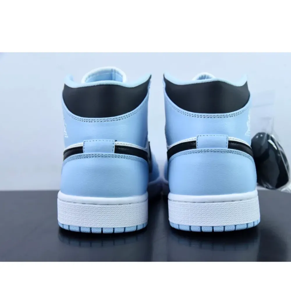 Air Jordan 1 Mid Ice Blue/Black-Sail-White  555112-401