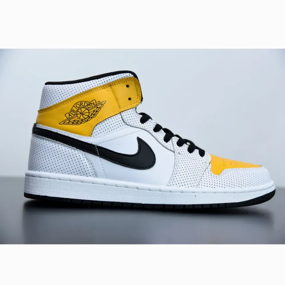 Air Jordan 1 Mid White/Black-University Gold BQ6472-107