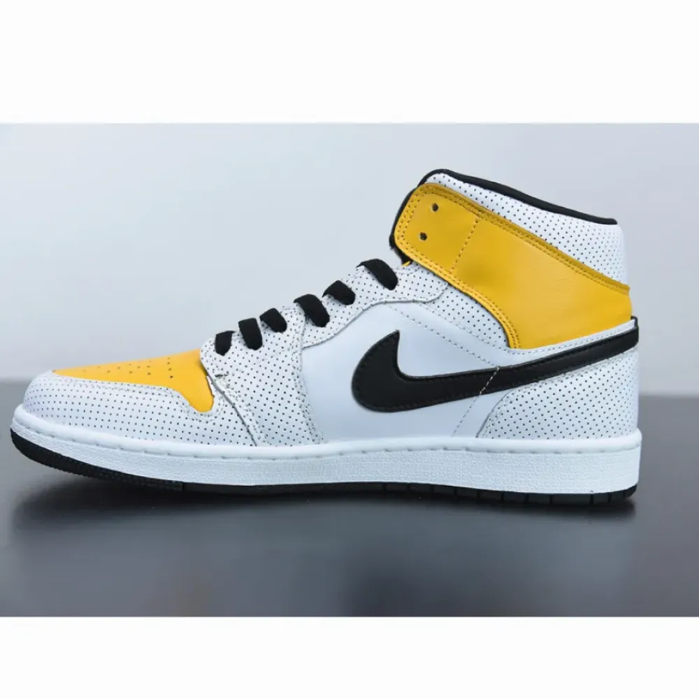 Air Jordan 1 Mid White/Black-University Gold BQ6472-107
