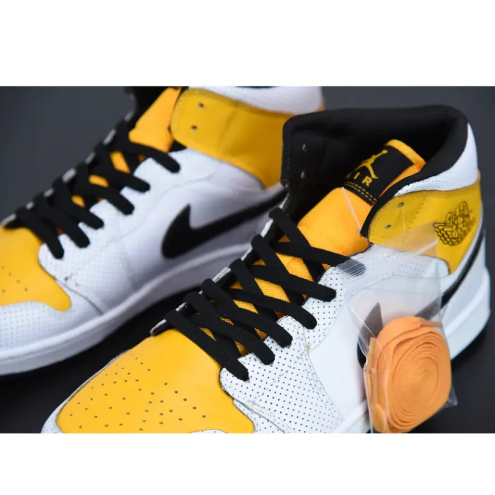 Air Jordan 1 Mid White/Black-University Gold BQ6472-107