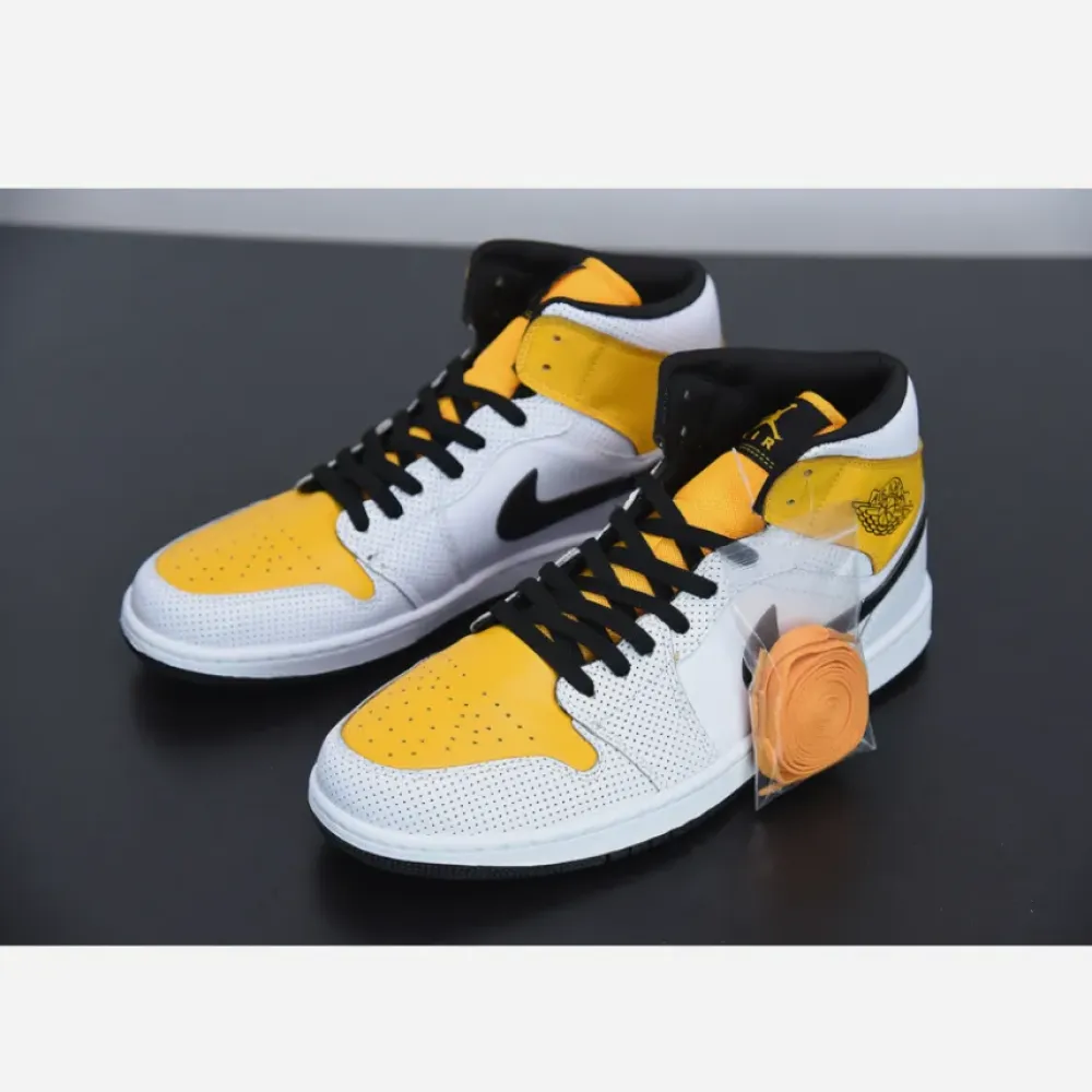 Air Jordan 1 Mid White/Black-University Gold BQ6472-107