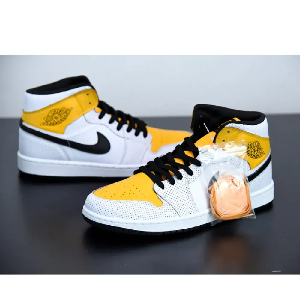 Air Jordan 1 Mid White/Black-University Gold BQ6472-107