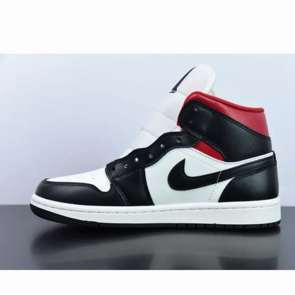 Air Jordan 1 Mid Black/Gym Red-Sail  BQ6472-061
