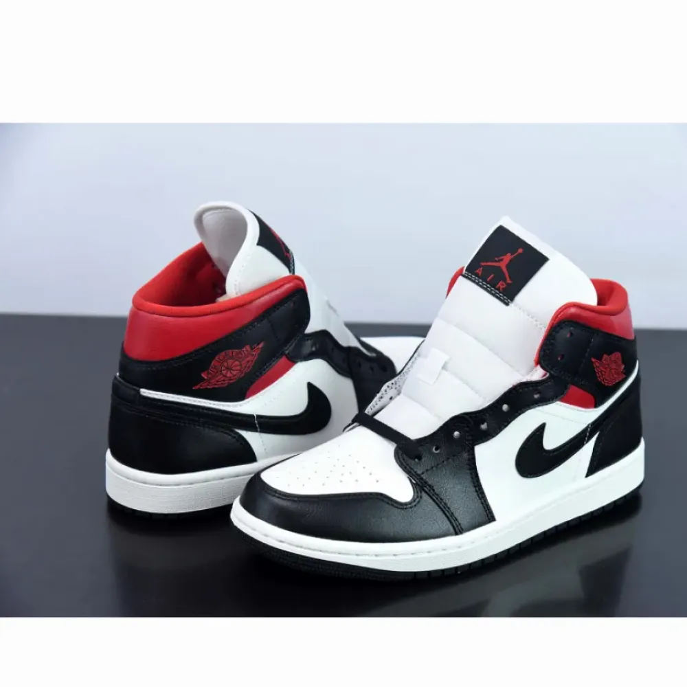 Air Jordan 1 Mid Black/Gym Red-Sail  BQ6472-061