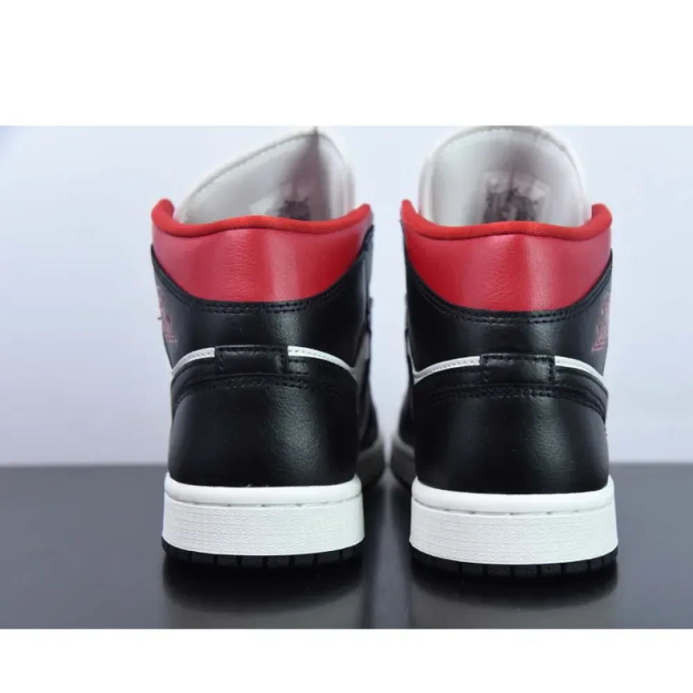 Air Jordan 1 Mid Black/Gym Red-Sail  BQ6472-061