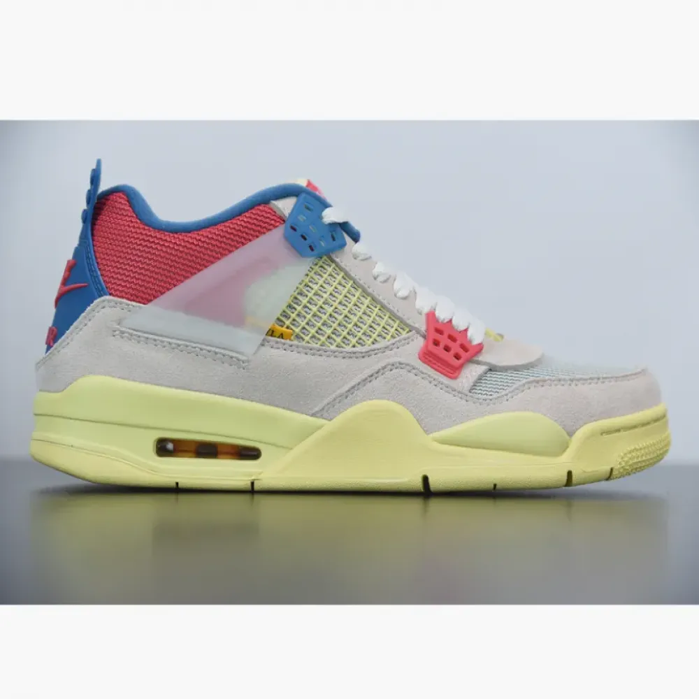 Union x Air Jordan 4 Guava Ice/Light Bone-Blue-Light Fusion Red  DC9533-800