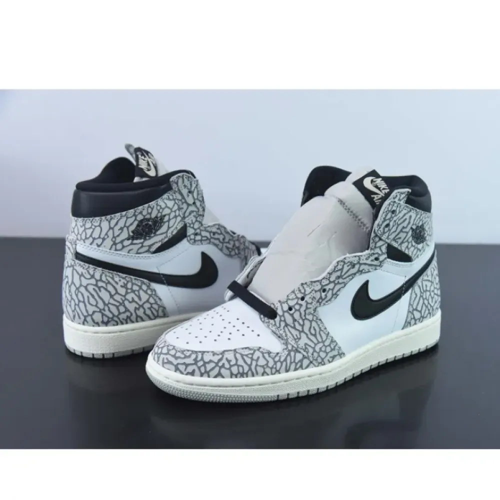Air Jordan 1 High OG “White Cement” Tech Grey/Muslin-Black-White  DZ5485-052