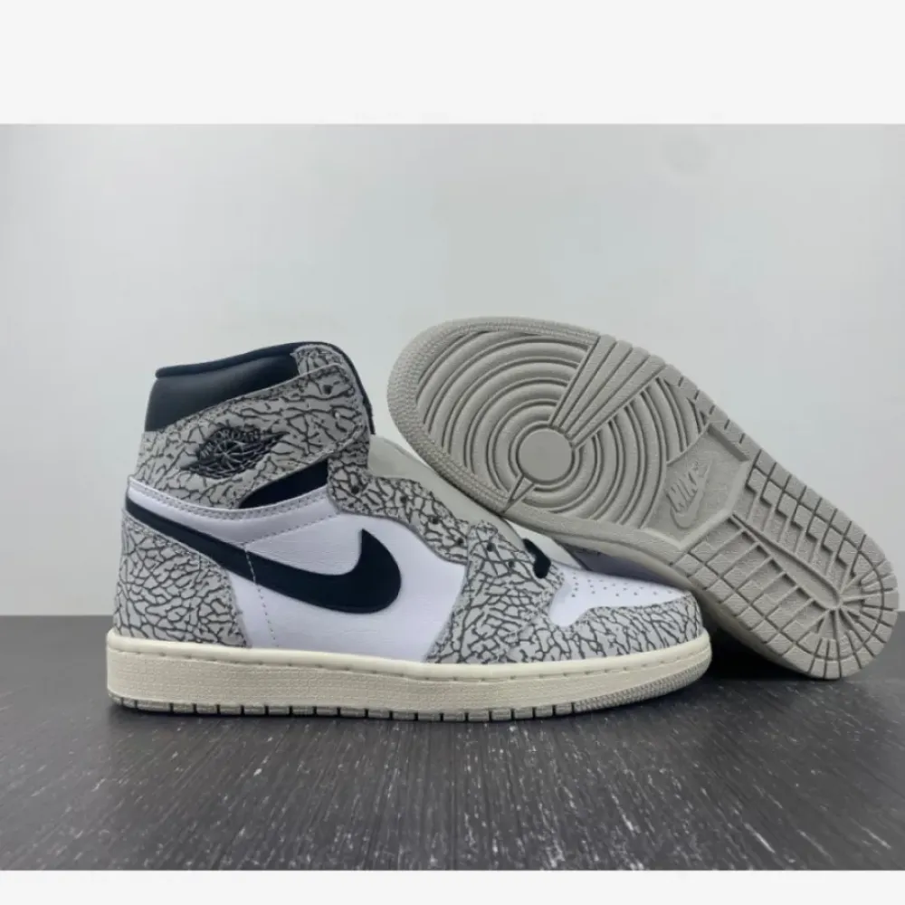 Air Jordan 1 High OG “White Cement” Tech Grey/Muslin-Black-White  DZ5485-052