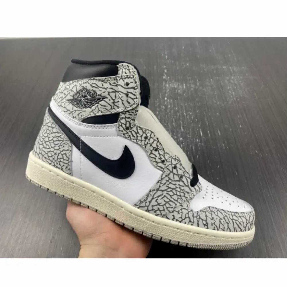 Air Jordan 1 High OG “White Cement” Tech Grey/Muslin-Black-White  DZ5485-052