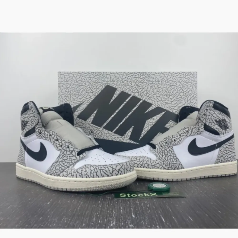 Air Jordan 1 High OG “White Cement” Tech Grey/Muslin-Black-White  DZ5485-052