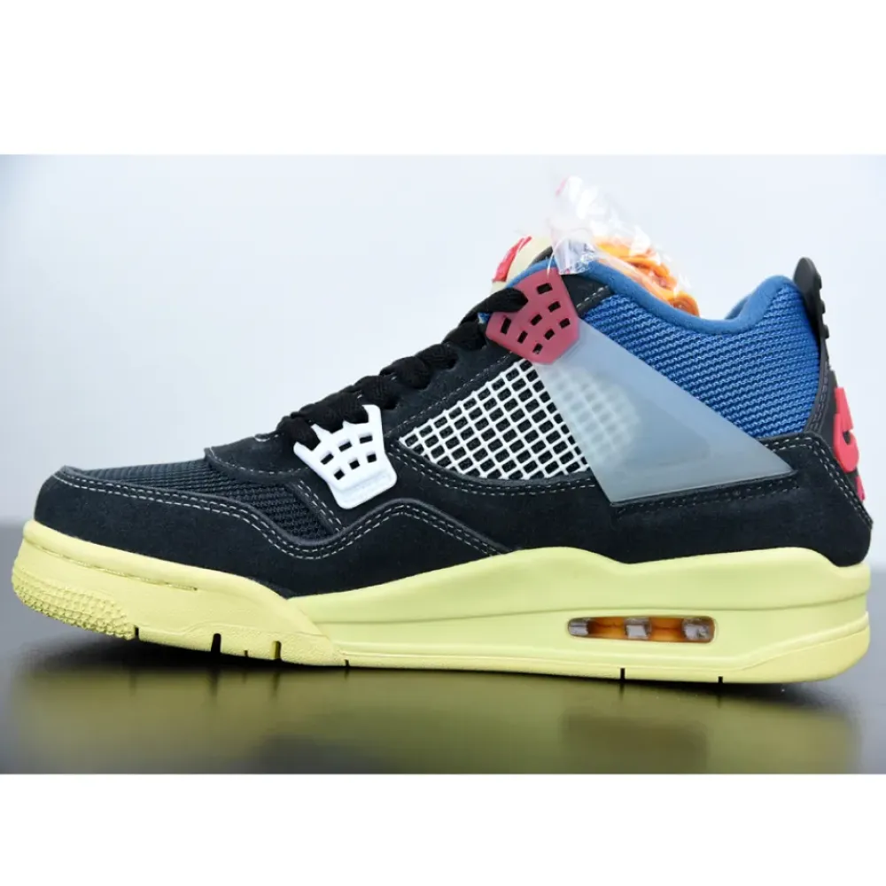 Union x Air Jordan 4 Off Noir/Blue-Light Fusion Red  DC9533-001