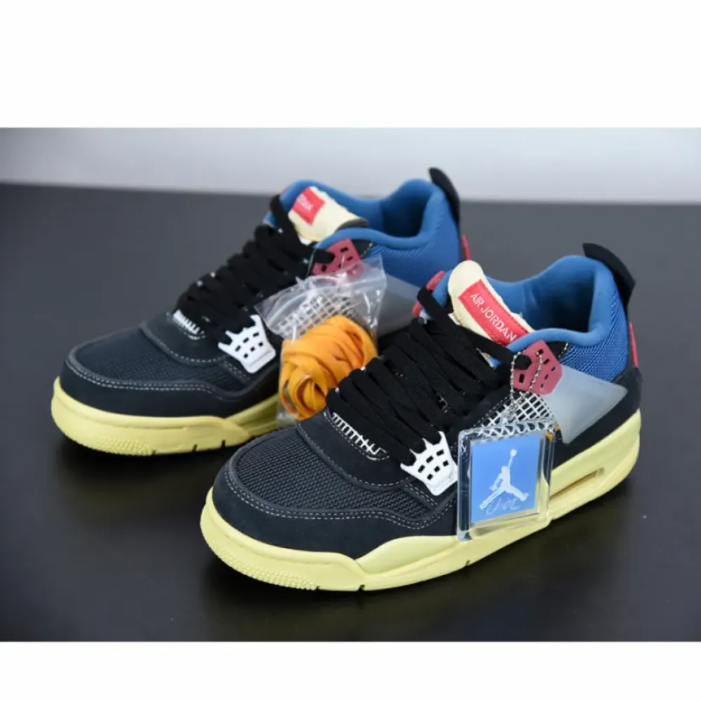 Union x Air Jordan 4 Off Noir/Blue-Light Fusion Red  DC9533-001
