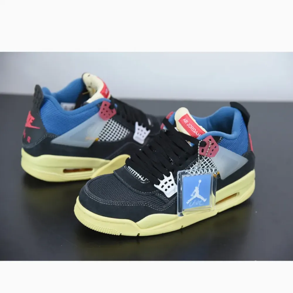 Union x Air Jordan 4 Off Noir/Blue-Light Fusion Red  DC9533-001