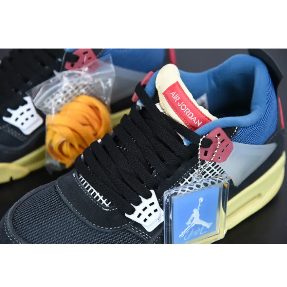 Union x Air Jordan 4 Off Noir/Blue-Light Fusion Red  DC9533-001