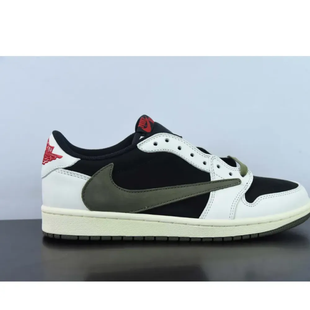 Travis Scott x Air Jordan 1 Low Sail/University Red/Black/Medium Olive DZ4137-106