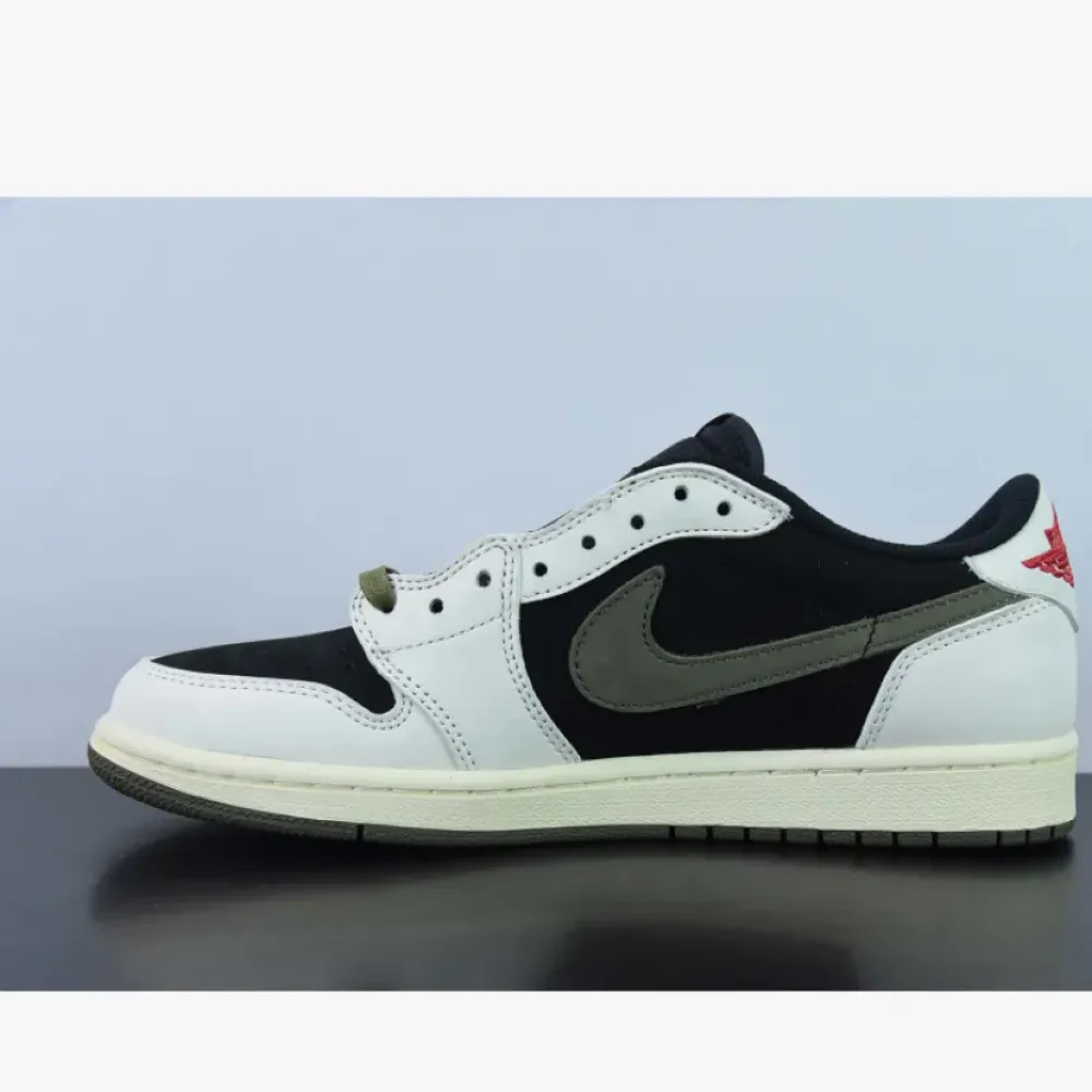 Travis Scott x Air Jordan 1 Low Sail/University Red/Black/Medium Olive DZ4137-106