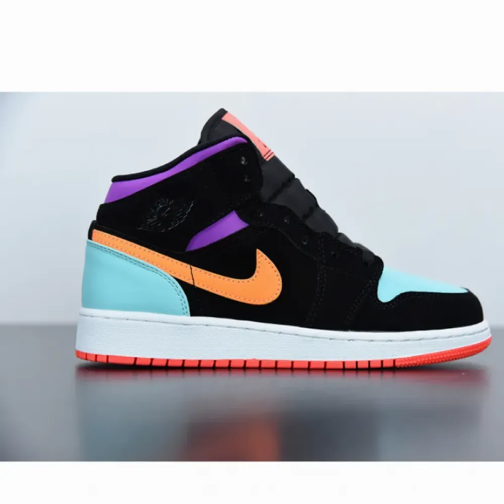 Air Jordan 1 Mid “Candy” Black Orange Purple 554725-083