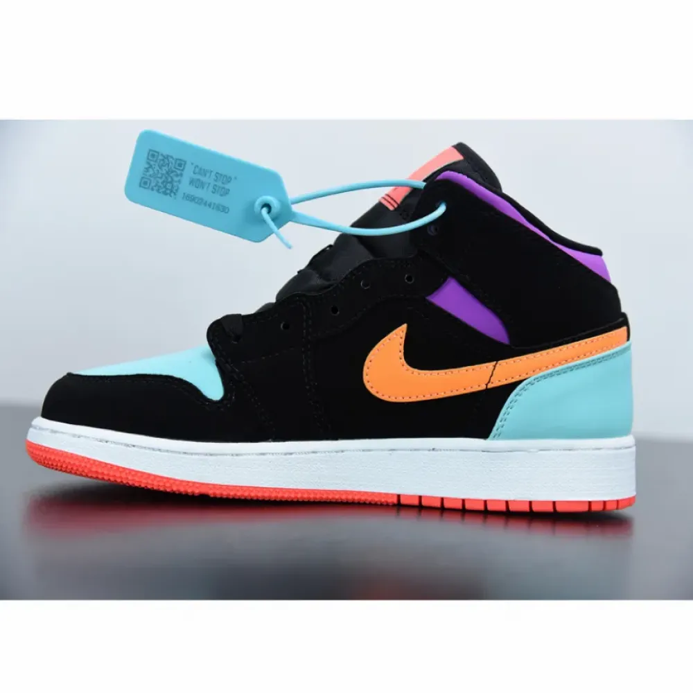 Air Jordan 1 Mid “Candy” Black Orange Purple 554725-083