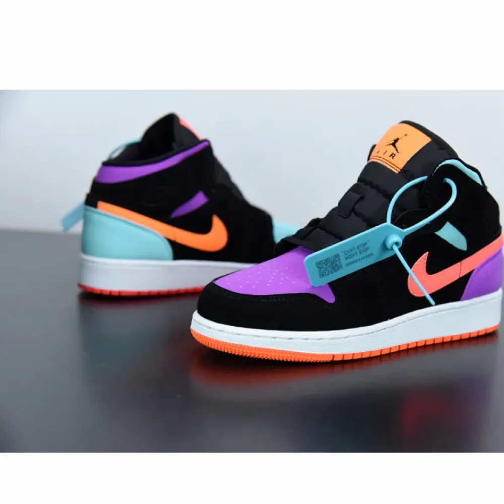 Air Jordan 1 Mid “Candy” Black Orange Purple 554725-083
