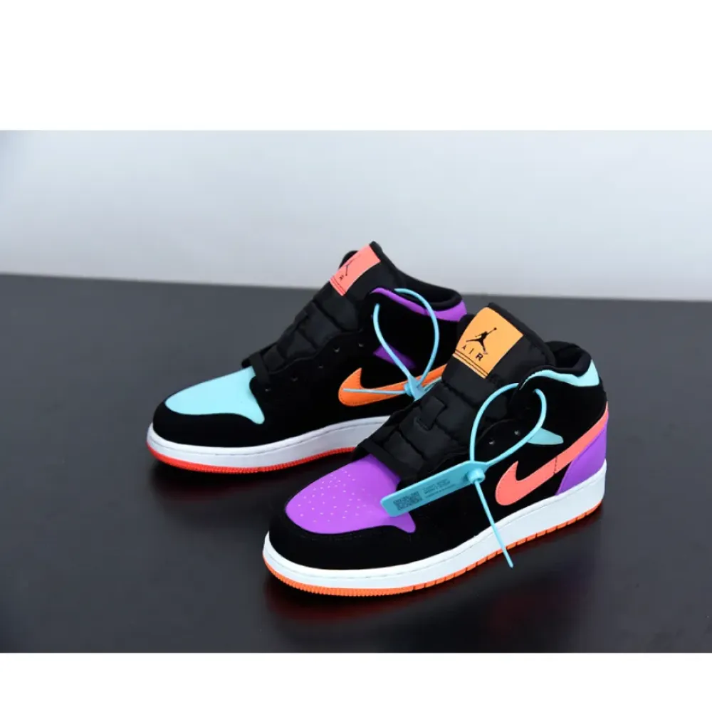 Air Jordan 1 Mid “Candy” Black Orange Purple 554725-083