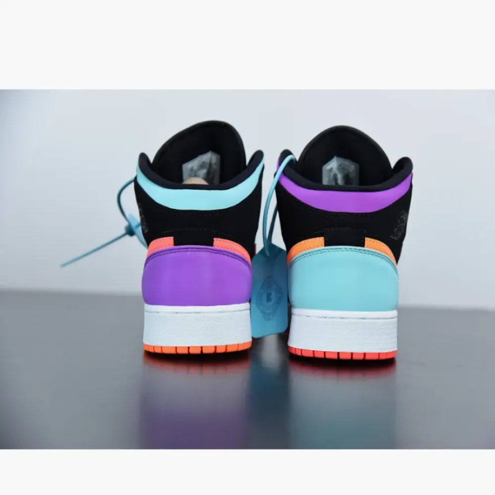 Air Jordan 1 Mid “Candy” Black Orange Purple 554725-083