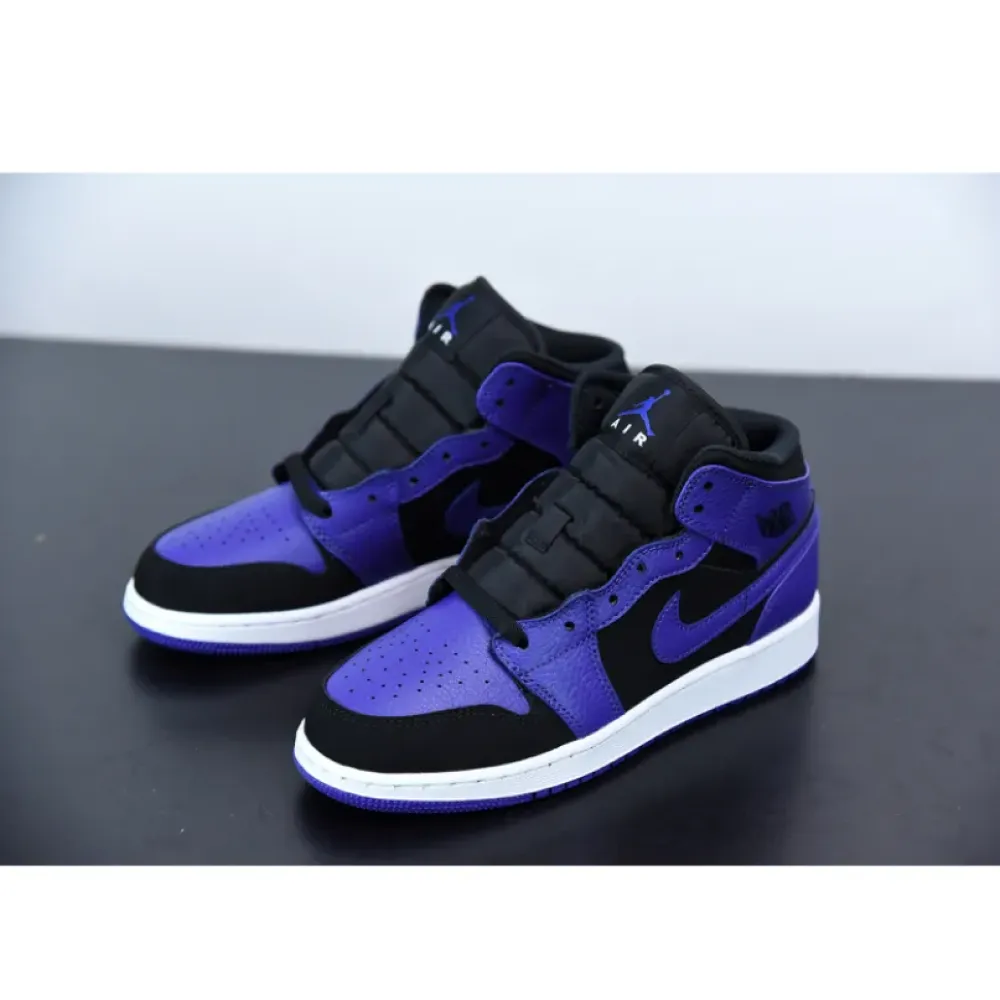 Air Jordan 1 Mid Black Dark Concord  554724-051