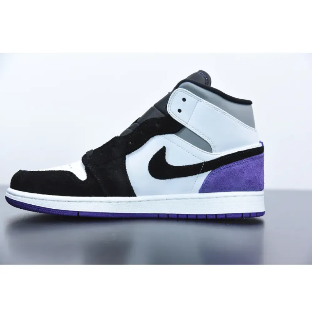 Air Jordan 1 Mid SE White/Black/Grey/Court Purple 852542-105