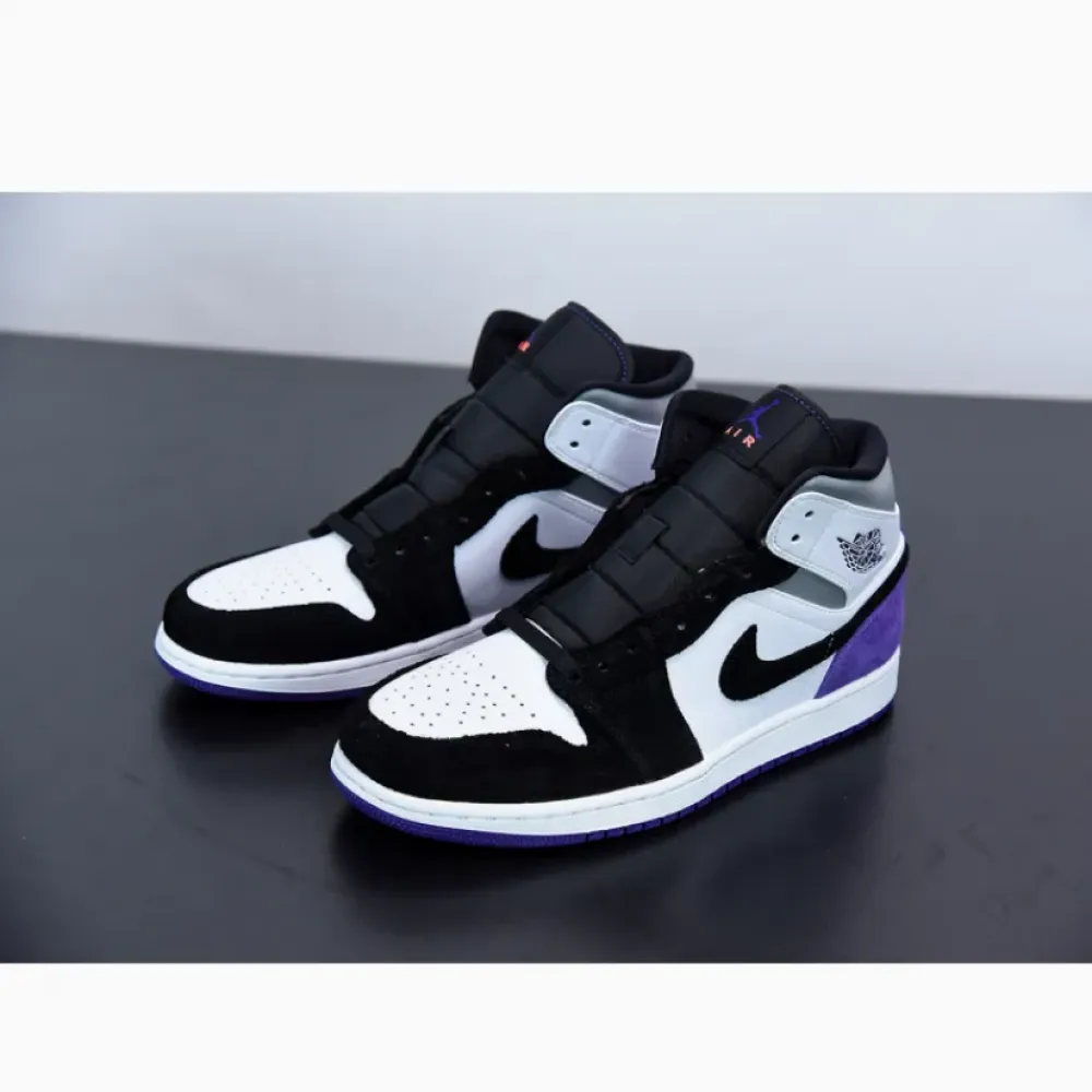 Air Jordan 1 Mid SE White/Black/Grey/Court Purple 852542-105