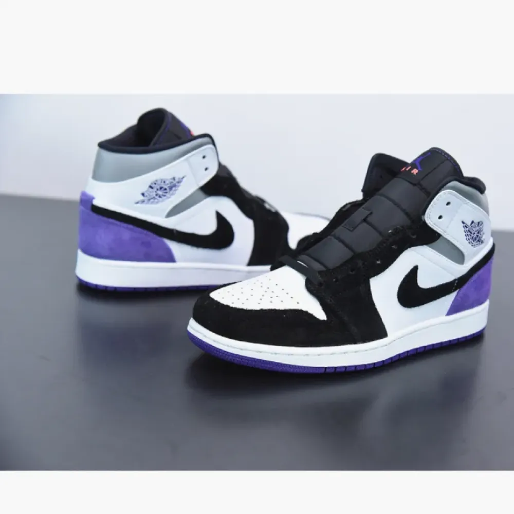 Air Jordan 1 Mid SE White/Black/Grey/Court Purple 852542-105