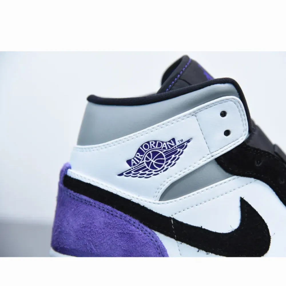 Air Jordan 1 Mid SE White/Black/Grey/Court Purple 852542-105