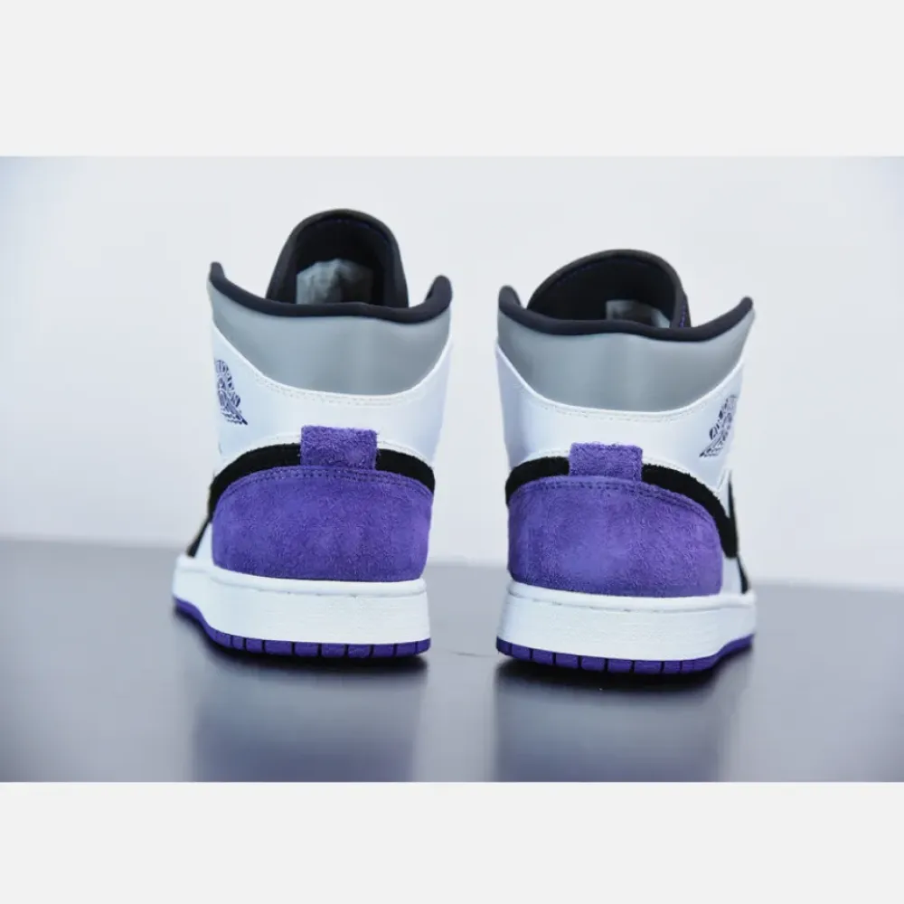 Air Jordan 1 Mid SE White/Black/Grey/Court Purple 852542-105
