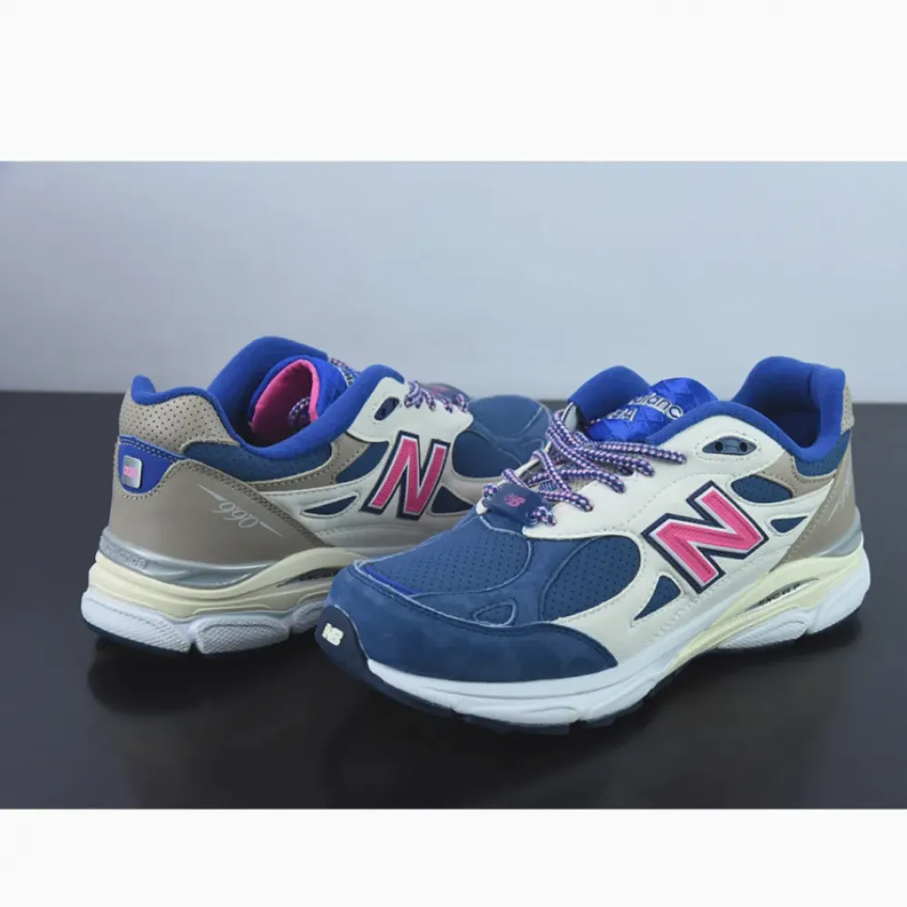 Kith x New Balance 990v3 “Daytona” Navy/Sail/Pink/Brown/Blue M990KH3