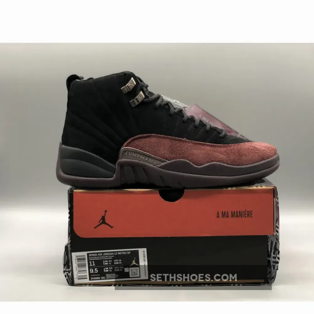 A Ma Maniére x Air Jordan 12 Black/Black-Burgundy Crush  DV6989-001