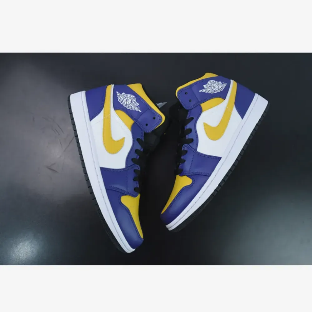 Air Jordan 1 Mid “Lakers” Purple/White-Yellow-Black  DQ8426-517