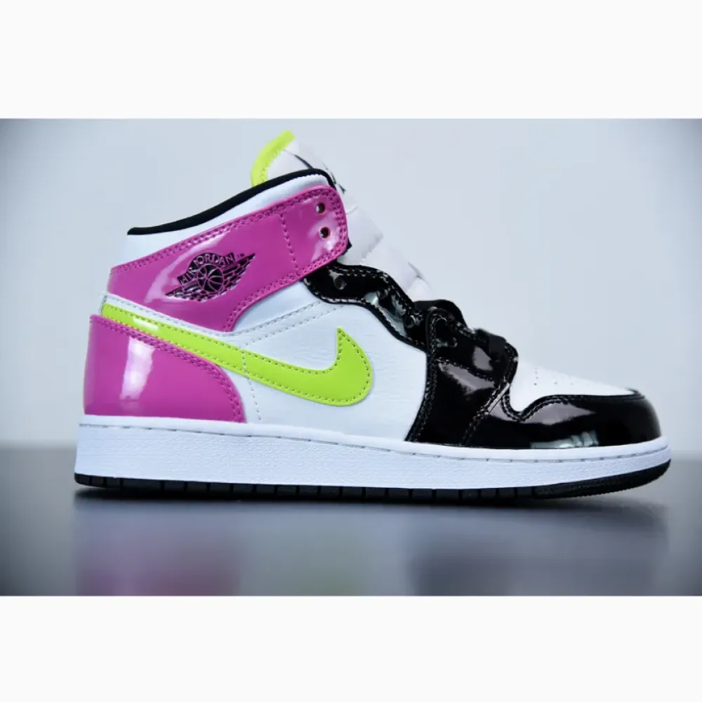 Air Jordan 1 Mid SE GS White/Cyber Active-Fushia CZ9834-100