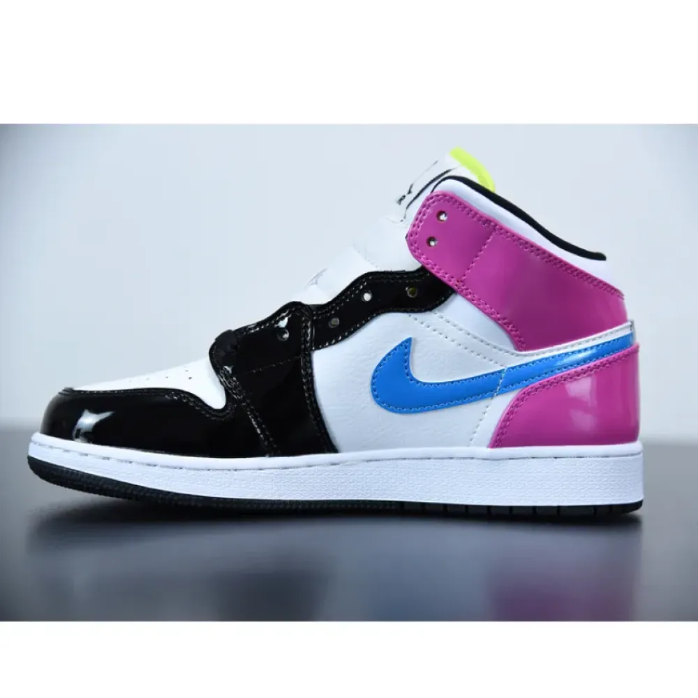 Air Jordan 1 Mid SE GS White/Cyber Active-Fushia CZ9834-100